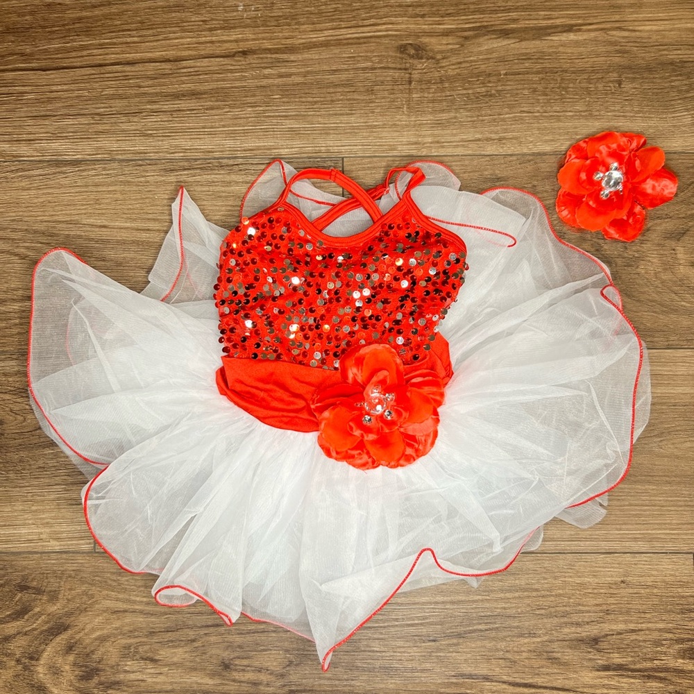 Curtain Call Costume red and white tap ballet